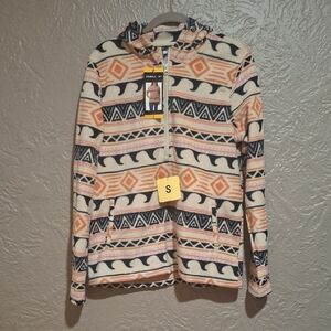 NEW.O'Neill Women's Blue and Cream Patterned Hoodie Size S